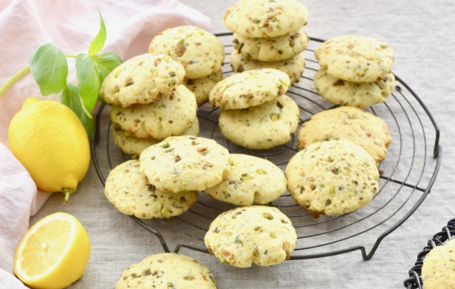 Lemon Basil Pistachio Cookies